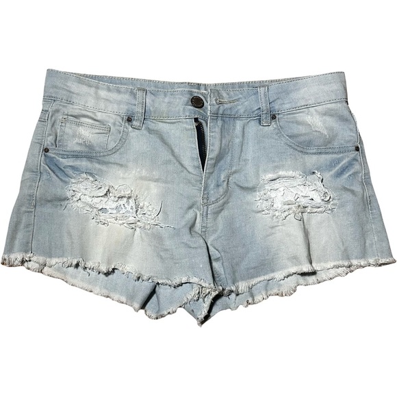 Urban Heritage High Rise Light Denim Shorts White Lace – Size 5 - Picture 1 of 3